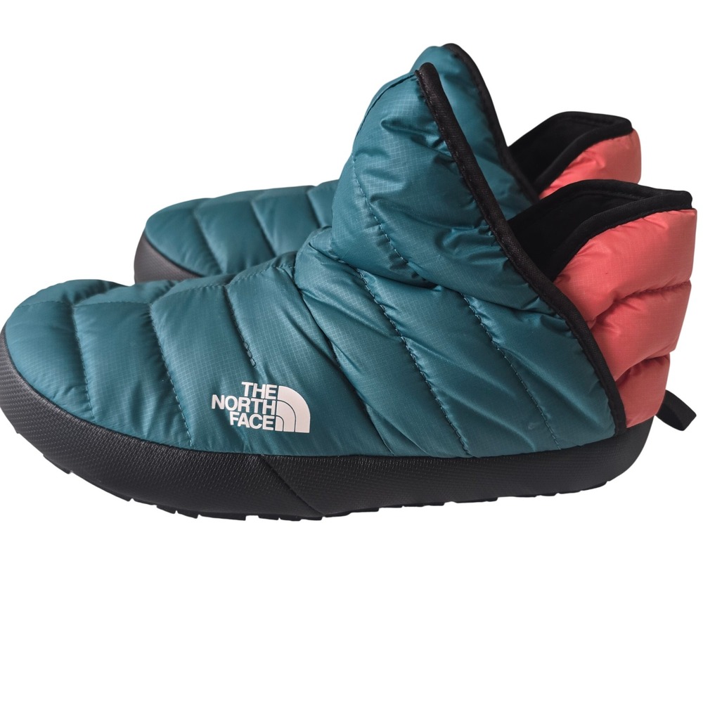 The North Face ThermoBall Traction Bootie Mallard Blue Coral Orange Women 7
